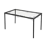 強化ガラスダイニングテーブル 幅141cm スチールフレーム アジャスター付き アンティーク調【代引不可】 生活用品 インテリア 雑貨 インテリア 家具 テーブル ダイニングテーブル その他のダイニングテーブル top1-ds-164778