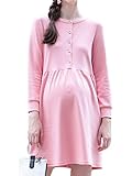 (オーセンティック) AUTHENTIC マタニティ ウェア ワンピース 長袖 授乳服 妊婦服 産前 産後 ルームウエア お出かけ (M, ピンク)