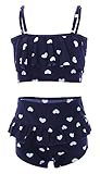 EOZY 女の子 水着 ビキニ セパレート2点セット 調整可能 ベビー 子供用 キッズ ハート柄 スイムウェア 海水浴 ビーチ 黑 3XL