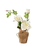 Luyue 枯れない バラ 鉢植え造花 母の日ギフト 家庭やパーティ飾り (白)