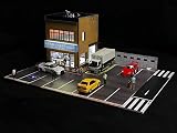 ジオラマ 1/64 カーガレージモデル 都市背景 駐車場 LED照明 風景モデル ディスプレイケース