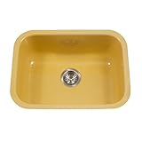 Houzer PCS-2500 LE Porcela Series Porcelain Enamel Steel Undermount Single Bowl Kitchen Sink, Lemon 