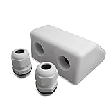 NUZAMAS防水ツイン/ダブルケーブルエントリーグランドボックスソーラーパネル用サテライト空中キャラバンモーターホームRVキャンプバンボートUV耐性 - ホワイト