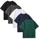 [NCFBAG] インナーシャツ ５枚組 肌着 メンズ tシャツ 綿100% 無地 スポーツ シャツ 下着 ゆったり 防菌防臭 吸汗速乾 快適 柔らかい 男女兼用 春夏秋冬 (2XL, ミックスカラー（ブラック+ホワイト+グレー+ネイビー+グリーン）)