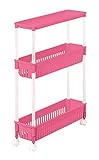 サンコープラスチック キッチンワゴン ルーチェ ワゴンテーブル 3段 スリム TPW-1121 キャスター付 アザレアピンク 448941