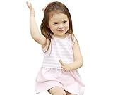 ベビー キッズ 女の子 綿 ワンピース 可愛い ストライプ ピンク ブルー 80cm~110cm (90cm, ピンク)