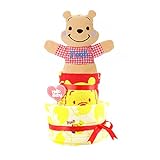 おむつケーキ 2段 プーさん くまのプーさん ディズニー 出産祝い ベビーギフト タオル ソックス パペット ラトル pooh22_23_24