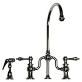 Whitehaus WHTTSLV3-9773SPR-POCH Haus 8 1/8-Inch Bridge Faucet with Long Gooseneck Swivel Spout, Leve
