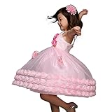 Pettigirl女の子ドレス パーティー 子供 ドレス コサージュ ピンク ガールズ リサイタルドレス 演奏会 7才-8才 [並行輸入品]