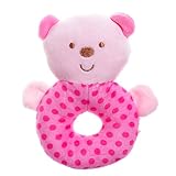 giftshop101 5 " Cute Bear Soft Plush Baby Rattle Baby Toy – ピンク