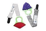 Teething Toys - FDA Compliant Chewable Silicone Teether Pack with Bonus Pacifier Clips - Best for In