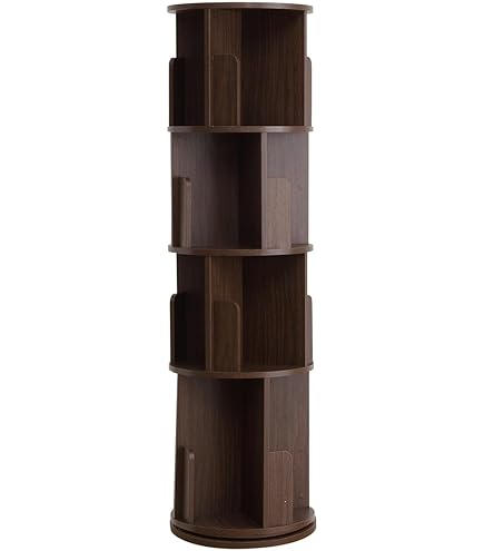 棚 回転式本棚 360° 無垢材シェルフ マルチレベル収納棚 ウォールナット 棚 回転式本棚 360° 無垢材シェルフ マルチレベル収納棚