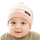 YAHUIPEIJP 可愛い ベビー ニット帽 赤ちゃん どんぐり 帽子 ふわふわ キッズ 毛糸 ストライプ 新生児帽子 柔らか あったか 防寒対策 秋冬 男の子 女の子 男女児 帽子 ハット ピンク