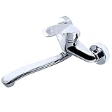 【クラシップ】 シングルレバー混合水栓 蛇口 壁付け 水栓金具 蛇口 泡沫 キッチン用 360度回転 台所 流し台 金属ハンドル (シルバー)