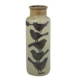 Essential D?cor Entrada Collection Bird Ceramic Vase, 16.54 by 6.10-Inch [並行輸入品]