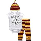 YideaHome 子供服　ベビー服　ジャンプスーツ+帽子+パンツ 上下 3点セット 赤ちゃん 男女共用 幼児服 可愛い パジャマ 寝間着