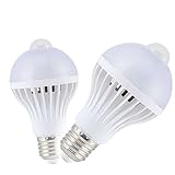 ＬＥＤセンサーライト 口金E26 人感センサー 省エネ 自動点灯 自動消灯 ２個セット (白昼色, ５Ｗ)
