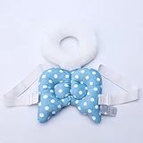 MOMO　ベビー 赤ちゃんごっつん防止やわらかリュック　頭を保護できる　怪我防止　キッズ　乳幼児用　天使の翼　ミツバチ (Ｍ（30＊14ｃｍ）, ブルー)