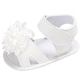 (カエルフロッグ) ベビーサンダル　女の子シューズ　女児　可愛い 花　フラワー モチーフ サンダル　赤ちゃん　涼しい 軽量　マジックテープ 付き靴 　結婚式　PUレザー　ホワイト　12-18ヶ月に対応