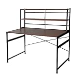 (OSJ) パソコンデスク テーブル 収納ラック付デスク(幅120) 机 オフィスデスク 木製 (ブラウン)