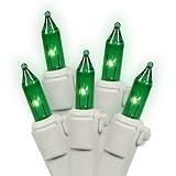 Vickerman 100 Lights Green White Wire End Connecting Lock Set with 4-Inch Spacing and 33-Feet Length