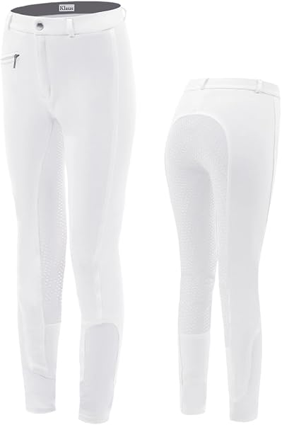 Klaus KX102 Men's Equestrian Culottes, Full Grip, Cotton, White, White - 1
