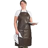 San Jamar 604VBA37 Vinyl Extra Long Bib Apron, 37 Length x 25 Width, Brown