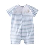 YueLian 春夏 ベビー服 ボディスーツ ロンパース ジャンプスーツ 新生児 ベビー 前開き ストライプ柄　(適用:9-12月)