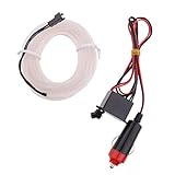 Perfk 全8色選べる　プラスチック　金属製　カーインテリアライト　ネオンコールドライト　ELライトストリップ　3M - ホワイト