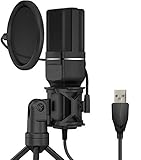 XIAOKOA コンデンサーマイク USBマイク 単一指向性 高音质原音 プラグアンドプレイ 折りたたみ式 回転ブラケット付き 操作簡単 生