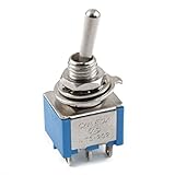 SODIAL AC 3A/250V 6A/125V 6ピンDPDT　オン/オン2ポジションミニトグルスイッチ　青