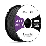 Brotree パラコード 2.4mm 4芯 タクティカルコード 万能ロープ 30m 耐荷重125KG ガイロープ 紐 キャンプ アウトドア アクセサリー用-ブラック