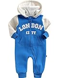 [Vaenait Baby]100%綿ベビー服ロンパースつなぎ肌着カバーオールフード付きHoody London L
