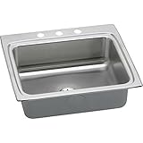 Elkay 404-633ABCP LR2522PD4 Gourmet Lustrous Highlighted Satin Kitchen Sink 4 Hole Drop In (Top Moun