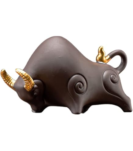 Amazon.co.jp: 青銅製 置物 立牛童子 高岡伝統工芸士 瑞峰作 十牛図 騎