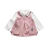 ベビー服 子供服 女の子ワンピース Pojour 長袖ドレス2セット 可愛いポケット 秋冬 オシャレ 通園 発表会 旅行 記念日 プレゼント ピンク