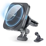 ESR magsafe 車載 HaloLock車載磁気ワイヤレス充電器 急速充電 15W magSafe充電器 磁気吸着 自動位置調節 スマホスタンド 車載スマホホルダー iPhone16/15/14/13/12シリーズ対応 スマホホルダー 車 マグネット グレー