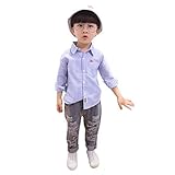 Smile長袖シャツ男の子　 春秋 　韓国風 　子供長袖Tシャツ　おしゃれ 　シンプル　カジュアル　ストライプTシャツ 　通学 (100cm, ブルー)