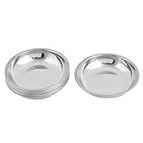 uxcell お皿 レストラン ステンレススチール製 調味料 容器 皿 銀色調 10cmの直径 10個入り
