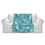 ブランケットウルトラソフトFuzzy 4サイズ！ジュリアGrifolによってDiaNocheデザインからブルーLeaves IIホームDecor Unique Designer芸術的スタイリッシュな寝