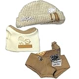 ニット帽&シャツ&オーバーオールセット　10cm用　ベージュ ぬい服 着ぐるみ アクセサリー 推し活 オタ活 人形 マスコット kpopdoll コスチューム [並行輸入品]