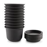 T4U 15CM プラスチック製 植木鉢 多肉植物 サボテン鉢 トレイ付き ダークグレー 10点セット