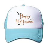 キッズ メッシュキャップ 通気性 大人気 ウトドア レジャー・キャップ ハッピー ハロウィン バット 折り畳み 帽子 カジュアル ストーリート系ライトブルー プリント付き 無地