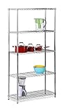 Honey-Can-Do SHF-01443 Adjustable Industrial Storage Shelving Unit, 200-Pounds Per Shelf, Chrome, 5-
