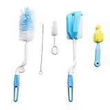 Honel スポンジブラシ 哺乳びん洗浄 洗いブラシ 哺乳瓶 ブラシ 2WAYタイプ プラスチック製哺乳びん専用 5点セット ブルー