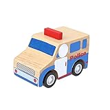 Domybest 小型警車おもちゃ 知育玩具 素敵な警車の木製おもちゃ グライド機能 シミュレーションデザイン シックなモデリング 3歳以上に適して
