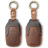 KOKATO 適合トヨタ クラウンクロスオーバー 35系 クラウンスポーツ 30系 36系 37系 クラウンエステート 30系 RS Z スマートキーケース キーホルダー キーカバー レザー製 ロゴ付き 軽い ドレスアップ 汚れと擦れ傷防止 耐衝撃 落下防止 3ボタン（茶色）