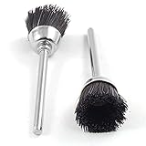 uxcell カップブラシ研磨工具　研削研磨用カップブラシ　3mmマンドレル　ブラック　スティッフ　ナイロン　5個