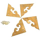 4個入り 真鍮コーナーブラケット コーナープロテクター ボックスキャビネット装飾 家具ハードウェア（12ネジ付き) 4.5cm 古銅色