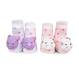 Waddleベビー男の子と女の子、Rattle Socks 2 Pairベビーギフトセット新生児ソックス0 – 12 mth カラー: ピンク